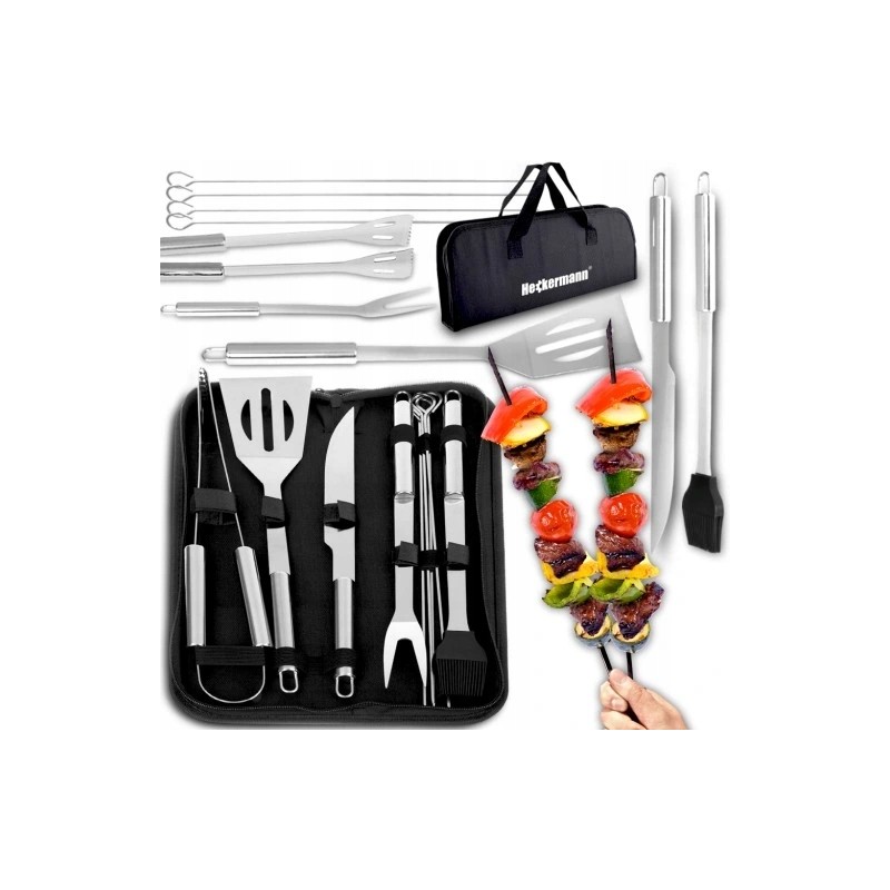 ⭐⭐ Grilis priedų rinkinys žnyplės nerūdijančio plieno indų dėklas 9in1⭐⭐