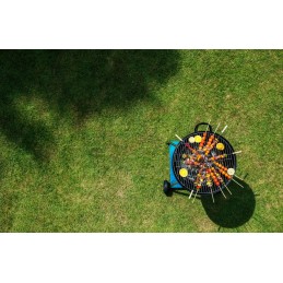 Sodo anglies kepsninė su dangteliu, pelenų keptuvė, taškelių cirkuliacija, grotelės, 34 cm