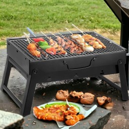 Turistinis grilis mini sulankstomas nešiojamas anglies lagaminas + kilimėliai