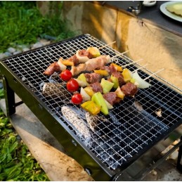 Turistinis grilis mini sulankstomas nešiojamas anglies lagaminas + kilimėliai