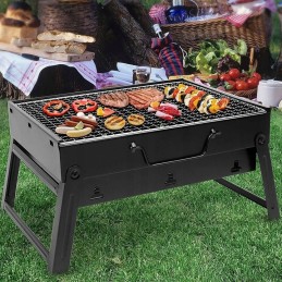 Turistinis grilis mini sulankstomas nešiojamas anglies lagaminas + kilimėliai
