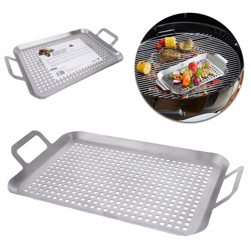 Perforuota plieninė grilio plokštė 43x25 cm
