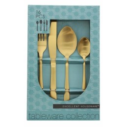 16 vienetų stalo įrankių komplektų rinkinys, matinio aukso stalo įrankiai d