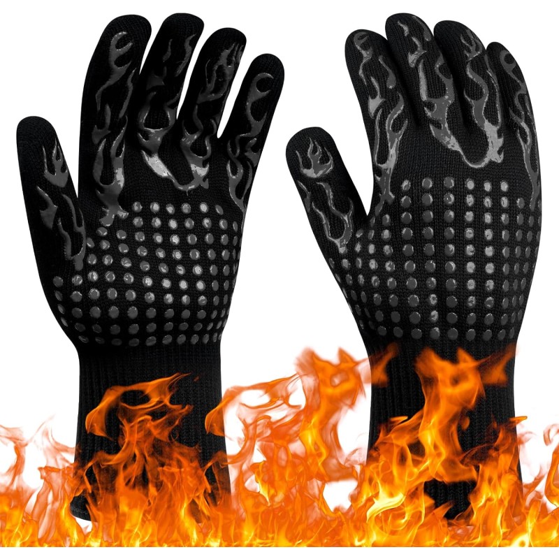 Pirštinės kepimui ant grotelių, karščiui atsparios, neslidžios, aukšta apsauga