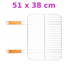 Grilio grotelės 51x38cm, medinės rankenos