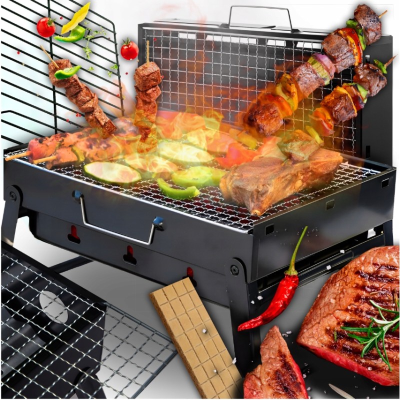 ✅ Sulankstomos turistinės sodo anglies kepsninės