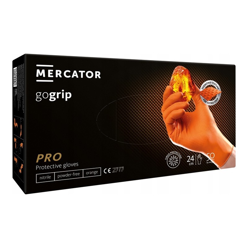 ⭐⭐nitrilinės pirštinės mercator gogrip oranžinės spalvos l 50 vnt⭐⭐