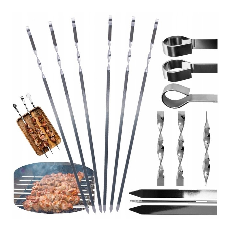 ⭐⭐Išmeliai, čiulpai, iešmeliai, mėsos iešmams kepsninei, 6 vnt, 60 cm, nerūdijantis plienas⭐⭐