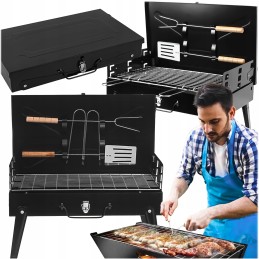 Turistinis sodo grilis sulankstomas nešiojamas stovyklavimo lagaminas + stalo įrankiai