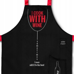 Prijuostė gaminančiai moteriai Gaminu su vynu