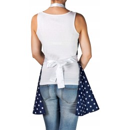 Prijuostės suknelė virtuvės prijuostė su taškeliais tamsiai mėlyna