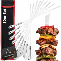 Metaliniai iešmeliai šašlykinių iešmelių plieninis rinkinys 43cm dėklas