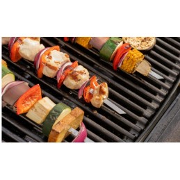 Metaliniai iešmeliai šašlykinių iešmelių plieninis rinkinys 43cm dėklas