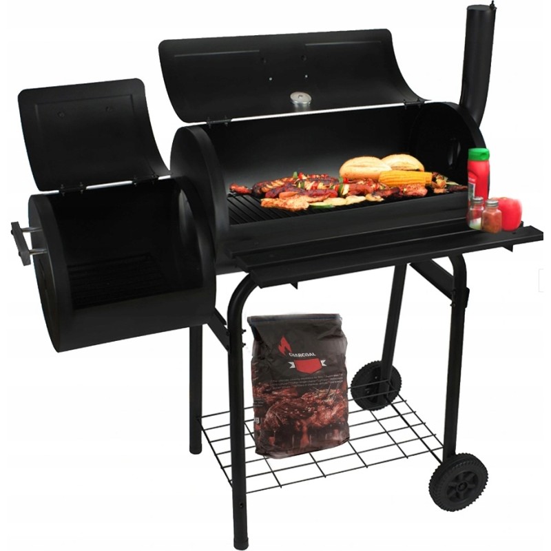 Dviejų funkcijų sodo grilis su rūkykla