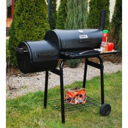 Dviejų funkcijų sodo grilis su rūkykla