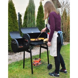 Dviejų funkcijų sodo grilis su rūkykla