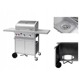 Dujinis grilis su spintele ir šoniniu degikliu kepimui - 99654