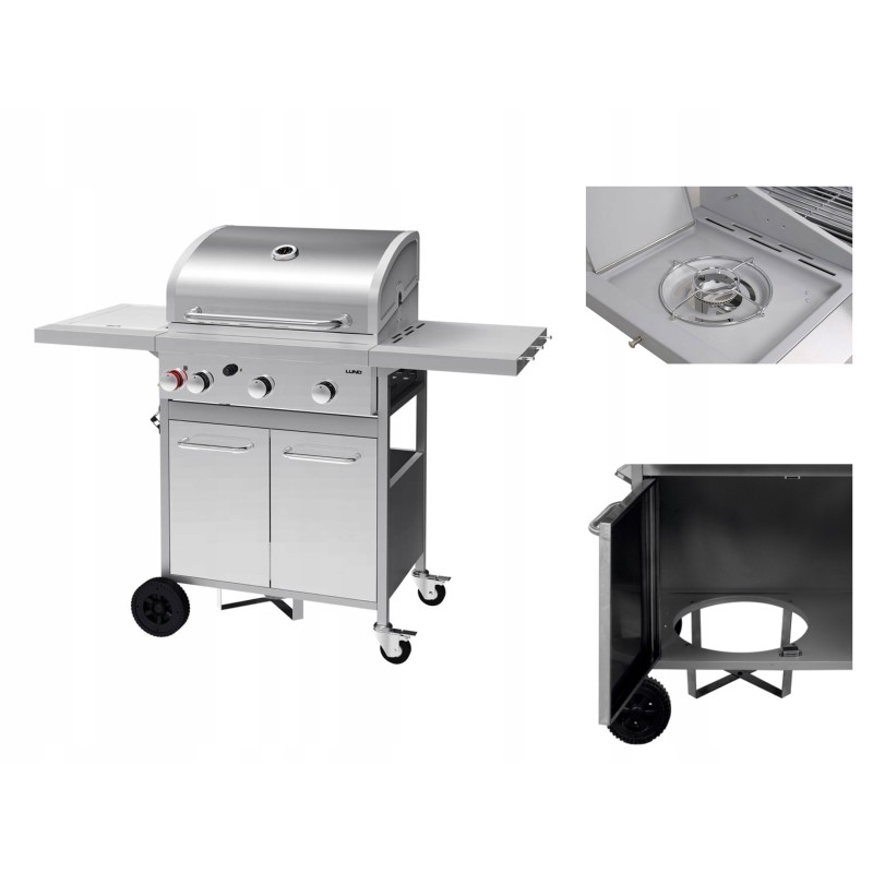 Dujinis grilis su spintele ir šoniniu degikliu kepimui - 99654