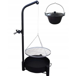 Kraninis sodo grilis - 70 mm nerūdijančio plieno grotelės + 10 l emaliuotas puodas.