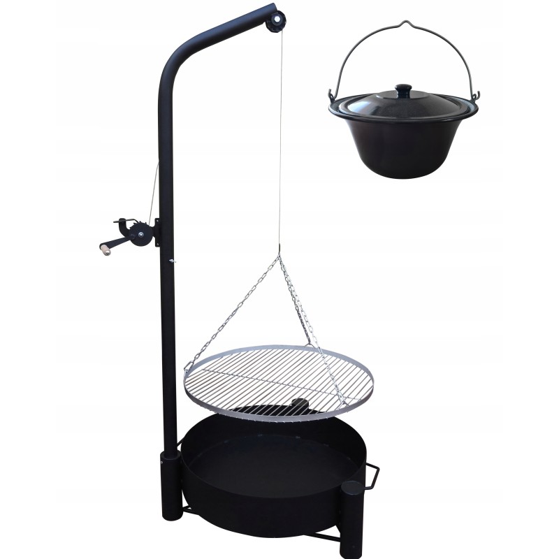 Kraninis sodo grilis - 70 mm nerūdijančio plieno grotelės + 10 l emaliuotas puodas.