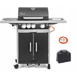 Nebraska cart dujinis grilis 8,4 + 2,8 kW su ketaus grotelėmis + buteliuko anga + dangtelis