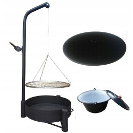 Sodo krano grilis - nerūdijančio plieno grotelės plius 10 litrų vengriškas virdulys ir židinio dangtis