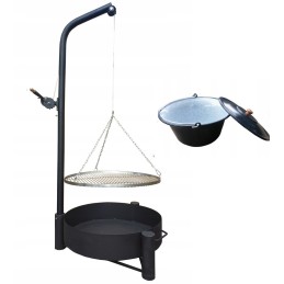 Sodo grilio kranas - nerūdijančio plieno grotelės ir vengriškas virdulys 10 litrų