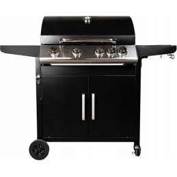 Master bbq dujinis grilis, 5 degikliai, 4+1, ant ratukų, su butelių saugykla