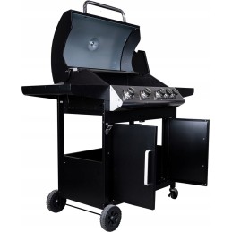 Master bbq dujinis grilis, 5 degikliai, 4+1, ant ratukų, su butelių saugykla