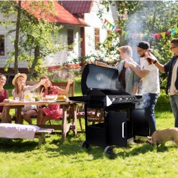 Master bbq dujinis grilis, 5 degikliai, 4+1, ant ratukų, su butelių saugykla