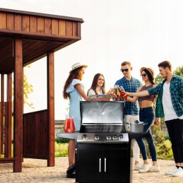 Master bbq dujinis grilis, 5 degikliai, 4+1, ant ratukų, su butelių saugykla