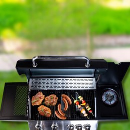 Master bbq dujinis grilis, 5 degikliai, 4+1, ant ratukų, su butelių saugykla