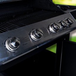 Master bbq dujinis grilis, 5 degikliai, 4+1, ant ratukų, su butelių saugykla