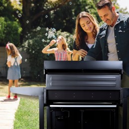 Master bbq dujinis grilis, 5 degikliai, 4+1, ant ratukų, su butelių saugykla