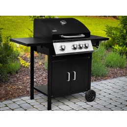 Sodo dujinis grilis, stiprus, didelės grotelės, 4 degikliai, ratai, komplekte dangtis