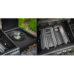 Sodo dujinis grilis, stiprus, didelės grotelės, 4 degikliai, ratai, komplekte dangtis