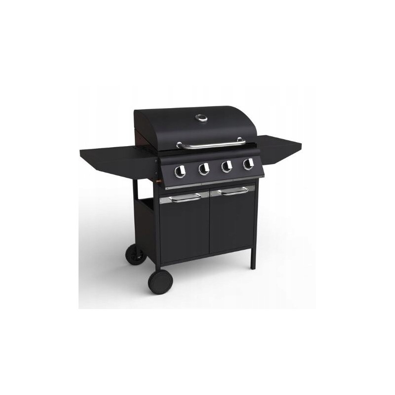 4 degiklių dujinis grilis 4 degikliai su šoninėmis lentynomis ant ratukų