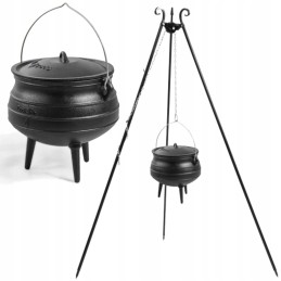 Afrikietiškas ketaus puodas, 13 l, ant 180 cm trikojo