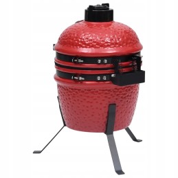 Keraminė kamado kepsninė su rūkykla 2 in 1, 56 cm, raudona