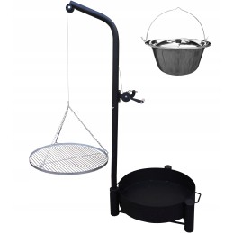 Sodo grilio kranas - nerūdijančio plieno grotelės 70 + nerūdijančio plieno virdulys 10 l