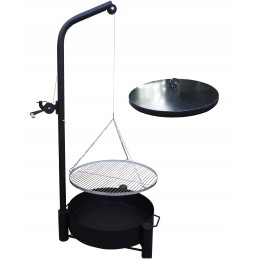 Sodo grilio kranas - 70 nerūdijančio plieno grotelės + dangtis