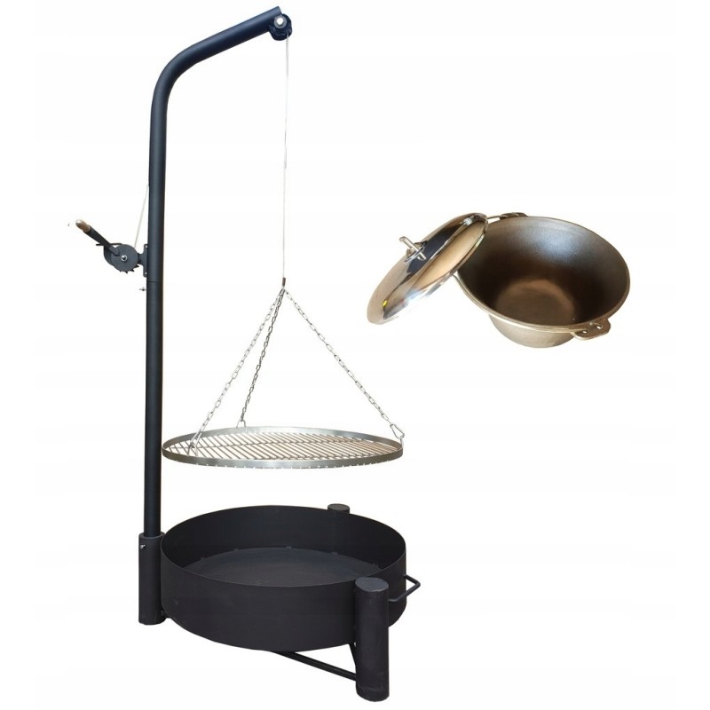 Sodo grilio kranas - nerūdijančio plieno grotelės ir vengriškas virdulys 10 litrų