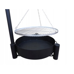 Sodo grilio kranas - 70 nerūdijančio plieno grotelės + dangtis + puodas