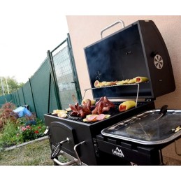 Grilis su anglimis su karališkomis ketaus grotelėmis