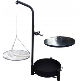 Sodo grilio kranas - 70 nerūdijančio plieno grotelės + dangtis