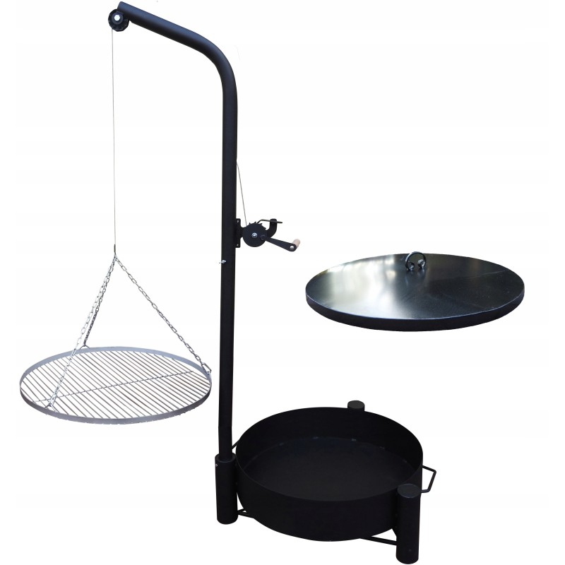 Sodo grilio kranas - 70 nerūdijančio plieno grotelės + dangtis