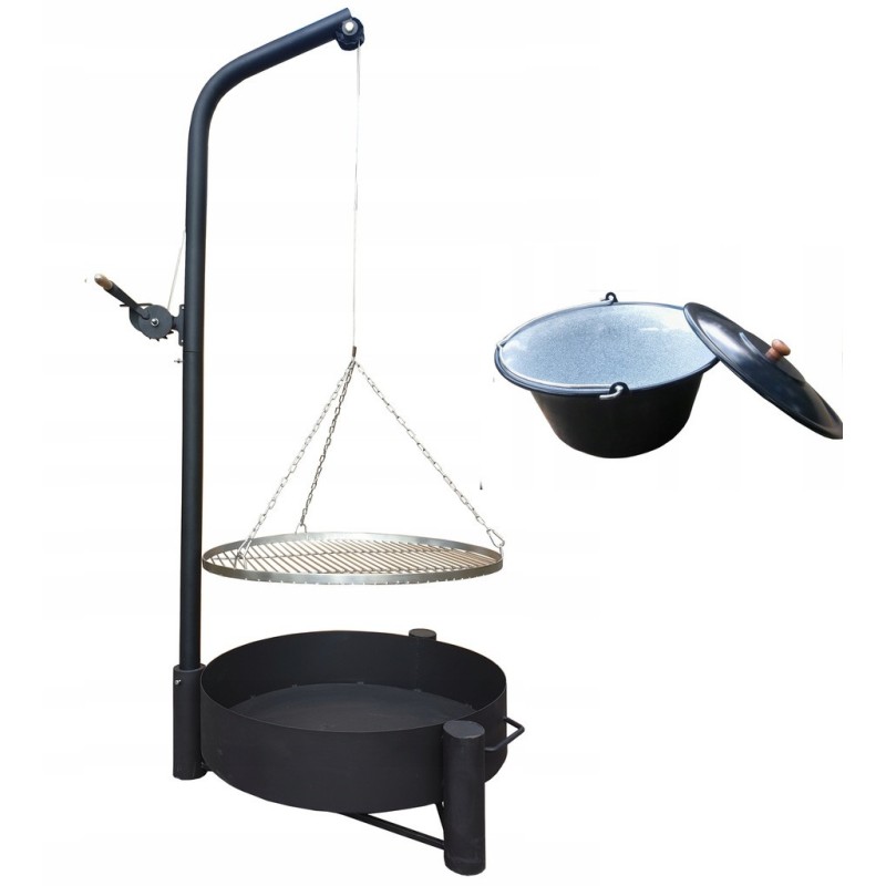 Sodo grilio kranas - nerūdijančio plieno grotelės ir vengriškas virdulys 14 litrų