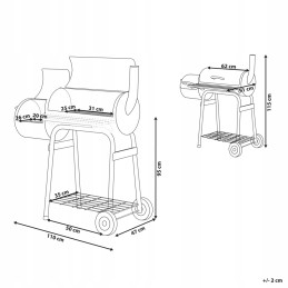 Didelė sodo anglių kepsninė su dangčiu, uždara rūkykla