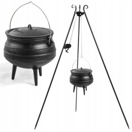 Afrikietiškas ketaus katilas 13l ant trikojo 180cm su rite