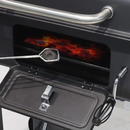 ⭐⭐Didelė reguliuojama sodo anglių kepsninė su dangteliu, ketaus grotelėmis, termometru⭐⭐